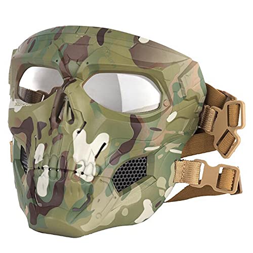 ACEXIER Tactical Airsoft Maske,Vollgesichtsmasken Schädel Skelett mit Brille Schlagfeste Armee Fans Liefert Jagd Paintball Masken für Motorrad Radfahren Wandern Militär Maske von ACEXIER