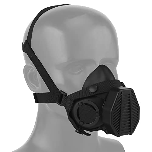 ACEXIER Taktische Atemschutzmaske Gesichtsmaske Halbmaskenfilter Austauschbare Anti-Staub-Maske Verbessert für das Schießen Jagd Airsoft-Zubehör (Black) von ACEXIER