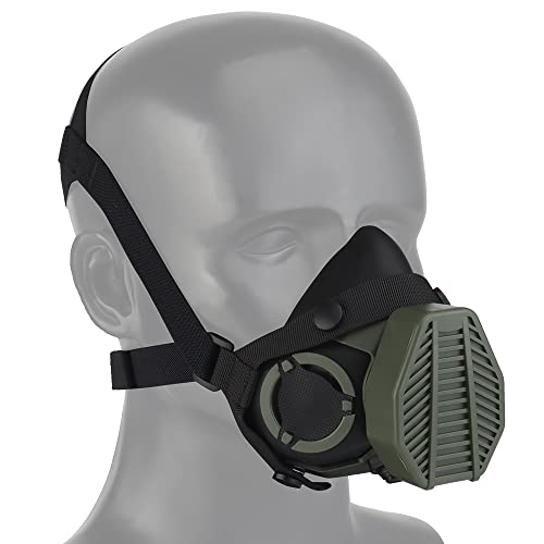 ACEXIER Taktische Atemschutzmaske Gesichtsmaske Halbmaskenfilter Austauschbare Anti-Staub-Maske Verbessert für das Schießen Jagd Airsoft-Zubehör (OD) von ACEXIER