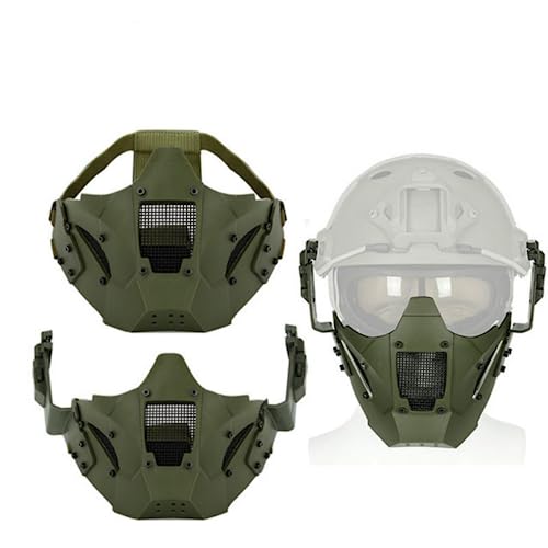 ACEXIER Taktische Maske Paintball Taktische Eisenmaske Halbgesicht Iron Warrior Stahl-Mesh-Masken Doppelband-Schutzabdeckung (Green) von ACEXIER