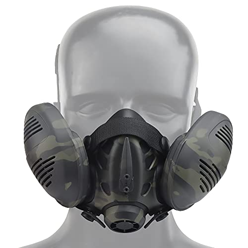 ACEXIER Taktische Schutzmaske Atemschutzmaske Fast Helm Halbgesichts-Gasmaske für Militär Paintball Airsoft Jagd CS Ameisen Männer Modellierung (BCP) von ACEXIER