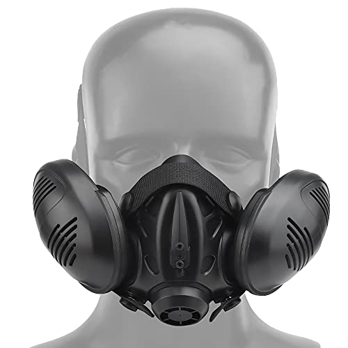 ACEXIER Taktische Schutzmaske Atemschutzmaske Fast Helm Halbgesichts-Gasmaske für Militär Paintball Airsoft Jagd CS Ameisen Männer Modellierung (Black) von ACEXIER