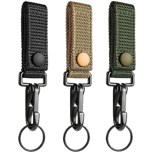 ACEXIER Taktischer Schlüsselanhänger Outdoor Heavy Duty Belt Keeper Clip Schlüsselhalter mit Metallschnappverschluss und Nylon-Molle-Riemen für Camping Wandern (3PCS) von ACEXIER