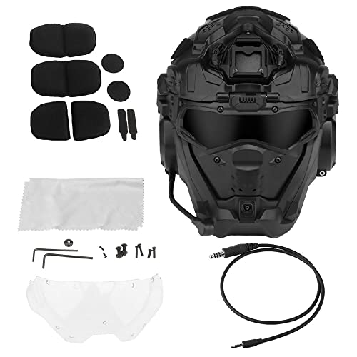 ACEXIER Taktischer Sturmhelm II mit Maske Headset Anti-Fog Fan Militärjagd Airsofthelm CS Paintball Vollgesichtsschutzausrüstung (Black) von ACEXIER