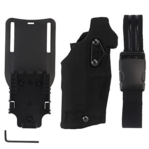 Taktisches Pistolenholster für Glock 17/19 mit X300/X300U Taschenlampe Jagd Airsoft Holster Zubehör Leg Shroud Drop (Black) von ACEXIER