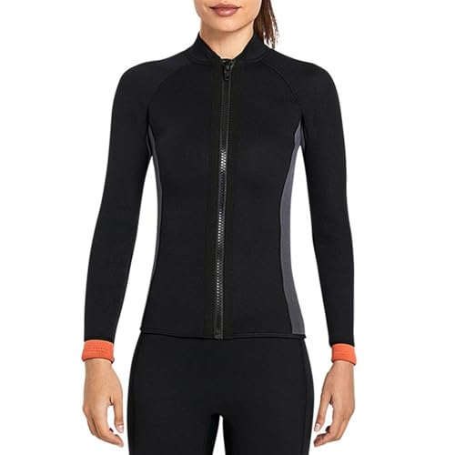 Frauen 3MM Neoprenanzug Top Jacke Neopren Winddicht Warmes Taucherhemd Für Wasser-Aquaerobic, Tauchen In Kaltem Wasser (Color : Schwarz, Size : M) von ACKNVHRO