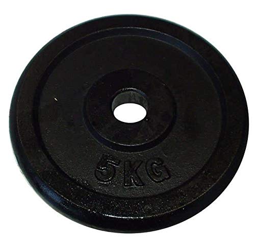 ACRA Hantelscheiben | Gripper - 5 kg Gewichte mit 25 mm Bohrung | Qualität und langlebiges Gusseisen | 1 Stück Schwarz von ACRA