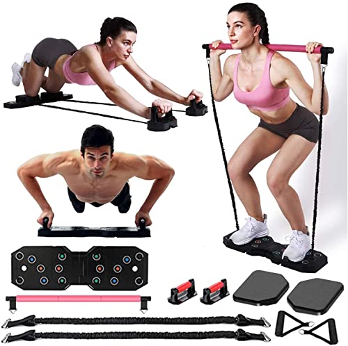 ACROPAQ - 14 in 1 Home Gym Set - Mit Liegestützgriffen, Liegestützbrett, Bauchroller, Bänder, Pilates-Stange und Wiederstandsbänder - Krafttraining für Zuhause, im Büro, Hotelzimmer oder unterwegs von ACROPAQ