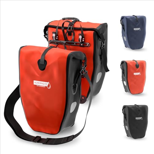 ACROPAQ - Große Fahrradtasche für Gepäckträger - 100% wasserdicht, 25 Liter Volumen, Mit Schultergurt und Tragegriff - Fahrrad Tasche, Satteltasche, Gepäckträger Tasche, Tasche für Gepackträger - Rot von ACROPAQ