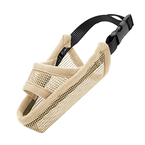 ACSUZ Atmungsaktives Mesh Hunde Mündung Anti -Rinde Hunde Mund Maske Stopp Kaut Kauen Bulldog Pet Mund Cover Training,Beige,XS von ACSUZ