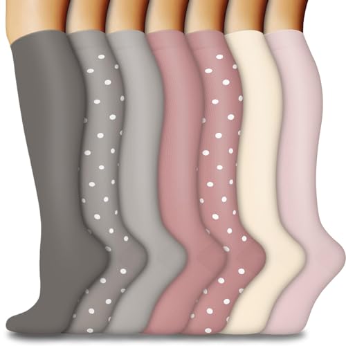 ACTINPUT 7 Paar Kompressionsstrümpfe Damen und Herren, Kompressionssocken Stützstrümpfe Compression Socks Laufstrümpfe Kompression für Flug,Sport,Reisen, Radsport, krankenschwester von ACTINPUT