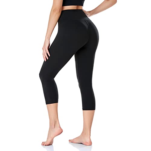 ACTINPUT Capri Leggings Damen High Waist 3/4 Schwarz Leggings Elastische Blickdicht Sporthose Yogahose Laufhose Große Größen Leggins von ACTINPUT