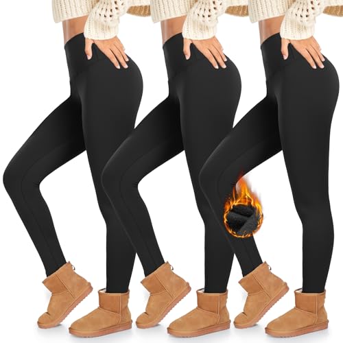 ACTINPUT Thermo Leggins Damen Gefüttert Leggings mit Innenfleece Blickdicht Sportleggins Winter Warm Strumpfhose für Alltag 3pack von ACTINPUT