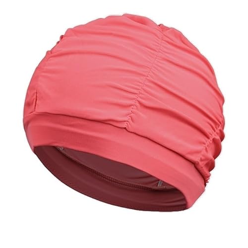 Badekappe for langes Haar, langlebige Silikon-Badekappe for Damen, Herren, Erwachsene, Jugendliche und Kinder, Sommer-Essentials (Color : Pleated Dark Pink) von AD-BCrbgen