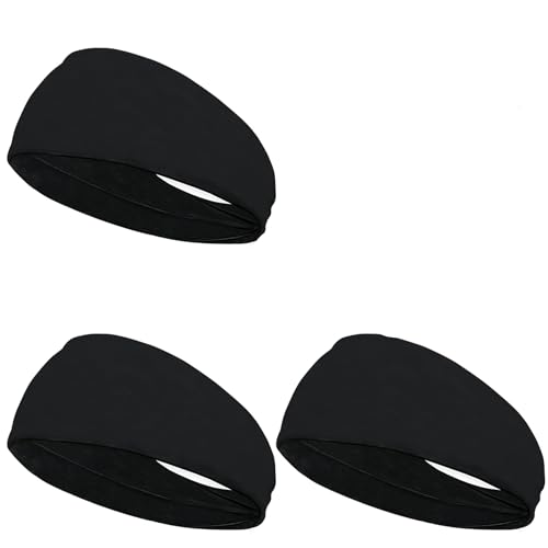 Sport-Stirnband for Damen, Lauf-Stirnband for Herren, geeignet for Laufen, Radfahren, elastisches Schweiß-Haarband (Color : 3pcs Black) von AD-BCrbgen