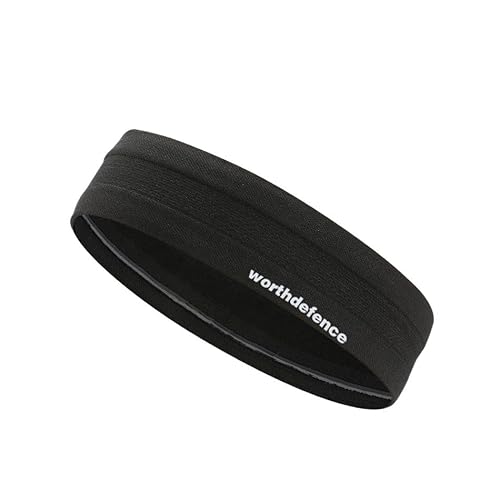 Sport-Stirnband for Damen, Lauf-Stirnband for Herren, geeignet for Laufen, Radfahren, elastisches Schweiß-Haarband (Color : Black) von AD-BCrbgen