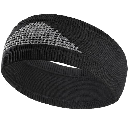 Sport-Stirnband for Damen, Lauf-Stirnband for Herren, geeignet for Laufen, Radfahren, elastisches Schweiß-Haarband (Color : Black, Size : L) von AD-BCrbgen