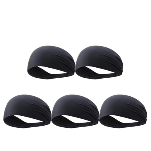 Sport-Stirnband for Damen, Lauf-Stirnband for Herren, geeignet for Laufen, Radfahren, elastisches Schweiß-Haarband (Color : Black A 5PCS) von AD-BCrbgen