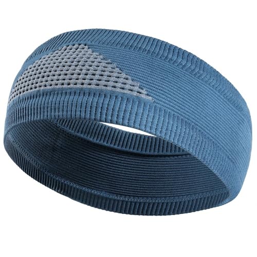 Sport-Stirnband for Damen, Lauf-Stirnband for Herren, geeignet for Laufen, Radfahren, elastisches Schweiß-Haarband (Color : Blue, Size : L) von AD-BCrbgen