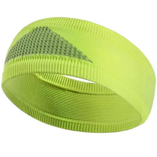 Sport-Stirnband for Damen, Lauf-Stirnband for Herren, geeignet for Laufen, Radfahren, elastisches Schweiß-Haarband (Color : Fluorescent Green, Size : L) von AD-BCrbgen