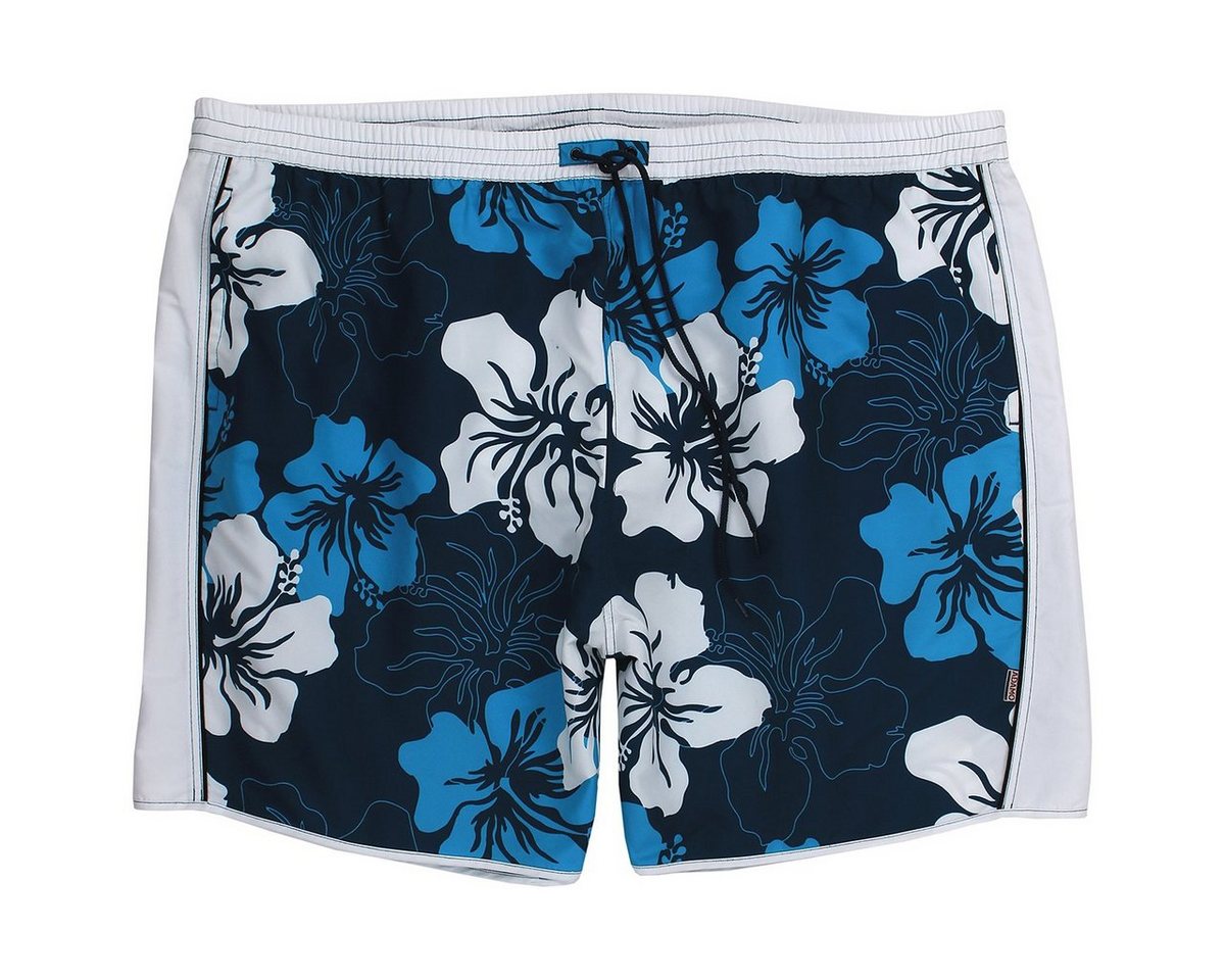 ADAMO Badeshorts Übergrößen Elmar Badebermuda Blumenprint blau-weiß Adamo von ADAMO