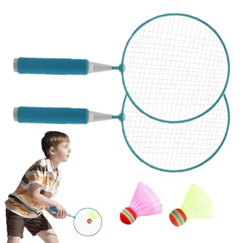 Badminton-Set für Kinder,Badminton-Set - Schlägersport-Set mit 2 Nylon-Federbällen, Rutschfester Kinder-Badmintonschläger | Unterhaltungsschläger-Sportspielzeug für Indoor-Outdoor-Sportspiele von ADERN
