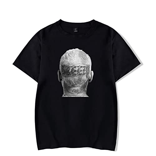 ADJAN Baumwoll-T-Shirt für Fan Chris Brown Breezy T-Shirt Crewneck Kurzarm-Tee Frauen Herren-T-Shirt Hip Hop Kleidung XS-4XL-Black||XS von ADJAN
