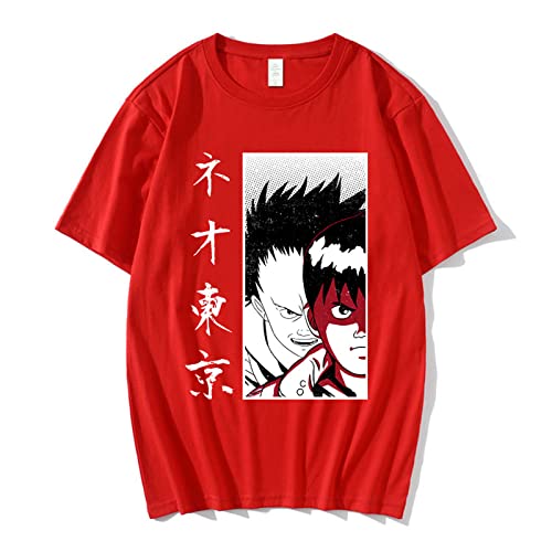 Baumwoll-T-Shirt Akira T-Shirt Junge/Mädchen Kaneda Shotaro Kurzarm-T-Shirt Herren-Baumwoll-T-Shirt In Übergröße XS-4XL-Black||XS von ADJAN