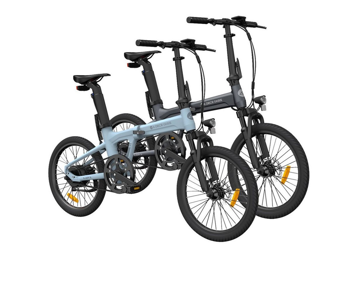 ADO E-Bike 2× Air 20S E-Fahrrad Faltbar, klapprad Riemenantrieb,Citybike, 1 Gang, Hintermotor, (verbesserte Version der Air20), ebike Damen/Herren,StVZO mit Handyhalter von ADO