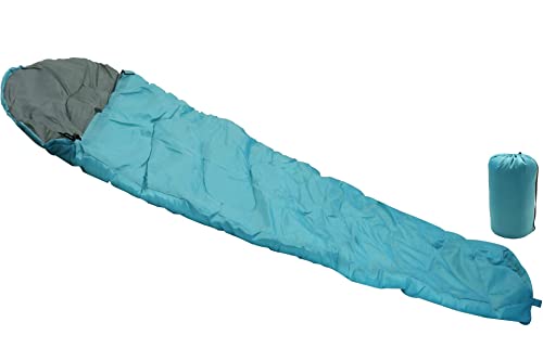 Mumien Schlafsack 220 x 80 cm blau grau mit Beutel Outdoor Camping von ADVENTURE OUTSIDE