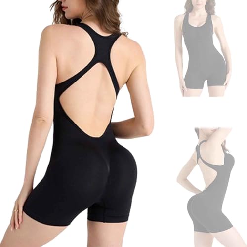 ADovz Sexy ausgehöhlte Sportbekleidung mit schönem Rücken, rückenfreier, schmaler Yoga-Strampler (L,Black) von ADovz