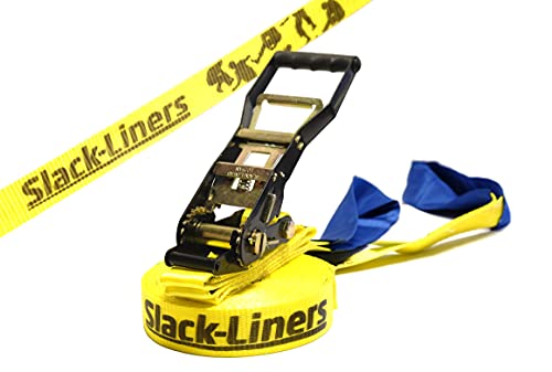 Slack-Liners Slackline Classic Line GELB - 50mm breit, 25m lang - mit Langhebelratsche Made in Germany von AEARJOHNFGJ