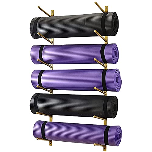 AEGCAOJH Mehrschichtiger Yogamattenhalter, 6-stufige Wandhalterung für Schaumstoffrolle, Widerstandsband, kleine Trainingsgeräte und Yogamatten-Aufbewahrungsständer zur Organisation Ihres H von AEGCAOJH