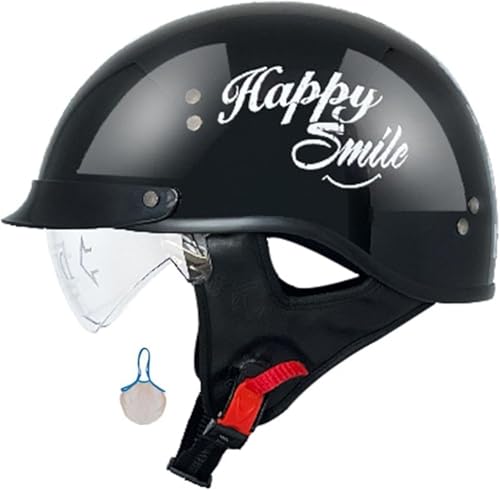 Retro Oldtimer Halbschale Jet-Helm Motorrad-Helm Brain-Cap,DOT/ECE-Zulassung Halbschale Motorrad-Helm Jet-Helm Roller-Helm Scooter-Helm Retro Motorrad Half Helm Mit Visier 11,XL von AEZXSHOP