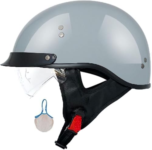 Retro Oldtimer Halbschale Jet-Helm Motorrad-Helm Brain-Cap,DOT/ECE-Zulassung Halbschale Motorrad-Helm Jet-Helm Roller-Helm Scooter-Helm Retro Motorrad Half Helm Mit Visier 7,XL von AEZXSHOP