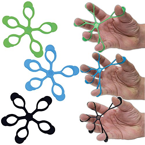AFH Finger Expander | Hand Exerciser | 3er Pack | stark (grün), sehr stark (blau) und ultra stark (schwarz) von AFH Webshop
