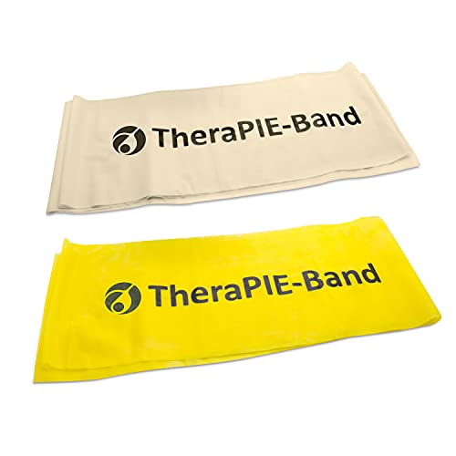Spar Set | Therapie Band | Übungsband | Fitnessband | Trainingsband | ca. 2 Meter | Widerstände: extra-leicht und leicht | beige und gelb von AFH Webshop