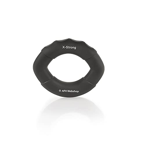 AFH Webshop Silikon Handtrainer und Fingertrainer | EasyFlex Premium Qualität | ergonomischer Fingertrainer Ring | Greifkraft Griffkraft Trainer (Länge: 10 cm, grau | sehr-stark) von AFH Webshop