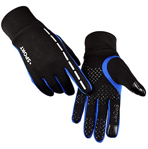 AFIT Winterhandschuhe Winddicht Vollfinger Touchscreen Handschuhe Warme Handschuhe Anti-Rutsch Sporthandschuhe Wasserdicht Fahrradhandschuhe Laufhandschuhe, Klettern für Herren Damen (Blau, L) von SOLO ACTFIT