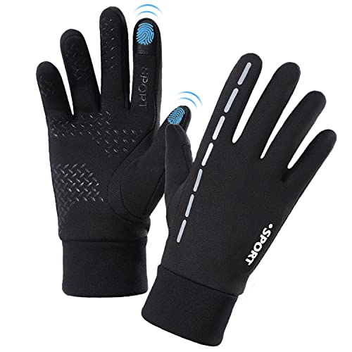 AFIT Winterhandschuhe Winddicht Vollfinger Touchscreen Handschuhe Warme Handschuhe Anti-Rutsch Sporthandschuhe Wasserdicht Fahrradhandschuhe Laufhandschuhe, Klettern für Herren Damen (Schwarz, L) von SOLO ACTFIT