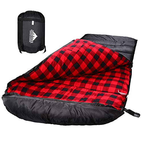 AGEMORE Baumwoll-Flanell-Schlafsack für Erwachsene, leichter und wasserabweisender Schlafsack für warmes Wetter mit 100 % Baumwollfutter, ideal für Camping, Reisen, drinnen und draußen von AGEMORE