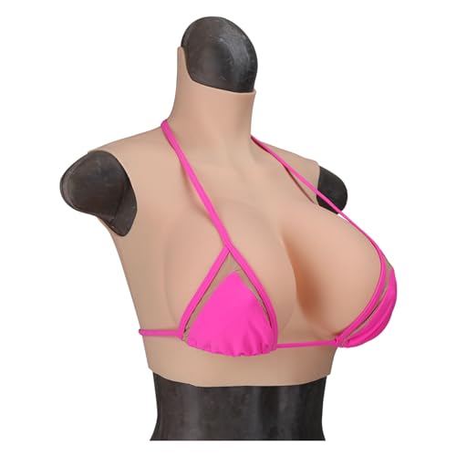 AGGBDYXO Crossdresser Silikon Brustplatte 6. hohen Hals Stil Brust Formen weichen B-G Cup gefälschte Brüste für Transgender Drag Queen,Color 1,B Cotton von AGGBDYXO