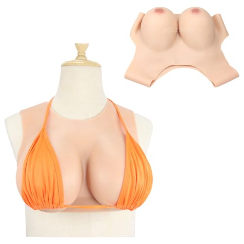 AGGBDYXO Runde Kragen Silikon Brustplatte Brust Formen Drag B-G Cup Fake Boobs Enhancer für Crossdresser Transgender,Color 1,G Silicone von AGGBDYXO