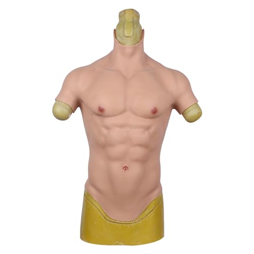 AGGBDYXO Silikon-Muskel-Anzug Realistische Halbkörper männliche Brust Weste Simulation Haut Floating Point Bodysuit für Crossdresser,Color 1,One Size von AGGBDYXO