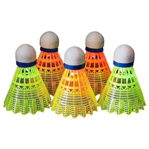 AGONEIR LED-Badminton-Federbälle, Sport-Federbälle, Nylon, Stabil- und Sport-Trainingsball, für drinnen und draußen, LED-Badminton-Federbälle, Birdies Ball-Set, 4 Stück von AGONEIR