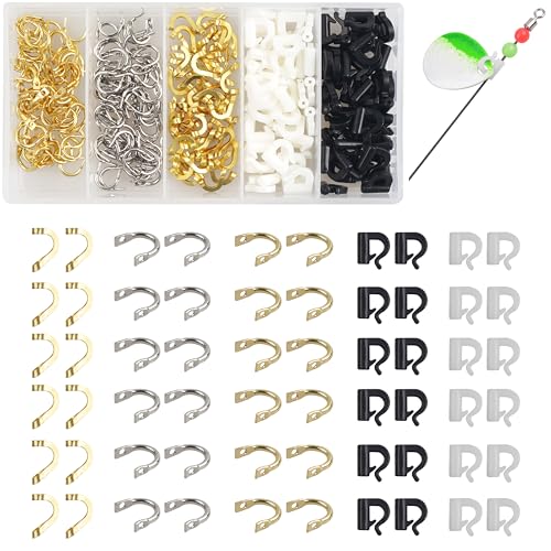 Angelspinner Gabelkopf-Set, 250 Stück, Spinnerbait Gabelkopf zum Angeln, Schnellwechsel, Gabelkopf, gefalteter Gabelkopf, Köderherstellung, Zubehör, Spinnerbait-Spinner, Zander-Rig, Inline-Spinner von AGOOL