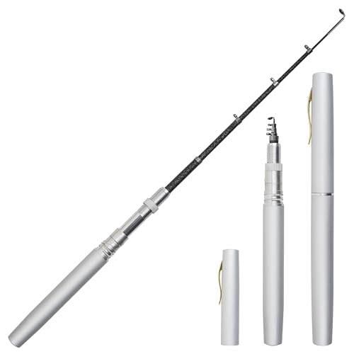 Pocket Pen Angelrute, Mini-Stift, tragbare Teleskop-Angelrute, zusammenklappbar, Aluminiumlegierung, Angelrute für Reisen, Salzwasser, Süßwasser, Meeresangeln, 99,5 cm, 5 Farben von AGOOL
