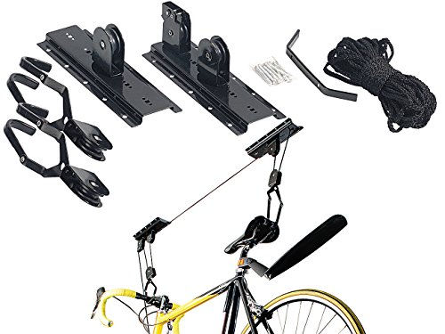 AGT Fahrradlift: Platzsparender Fahrrad-Aufhänger mit komfortablem Liftsystem, bis 20kg (Fahrradaufhängung, Fahrradaufhängung Garage, Wandhalterung Lift) von AGT