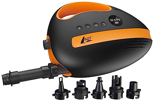 AGT Akku SUP Pumpe: Akku-Luftpumpe für SUP-Boards, 350 l/Min., 3X 4.000 mAh, USB, 12 V (SUP-Pumpe 12V, SUP Pumpe Adapter, Kompressor) von AGT