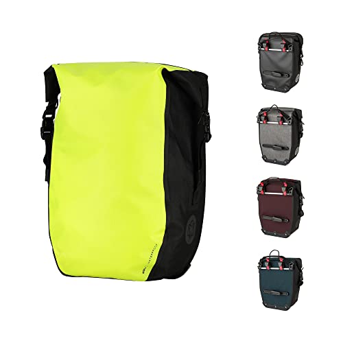 AGU Clean Fahrradtaschen Medium, Tasche für Gepäckträger Fahrrad, 17L Seitentasche Fahrrad, Wasserabweisend, Reflektierend, 100% Recyceltes Polyester - Fluo Gelb von AGU